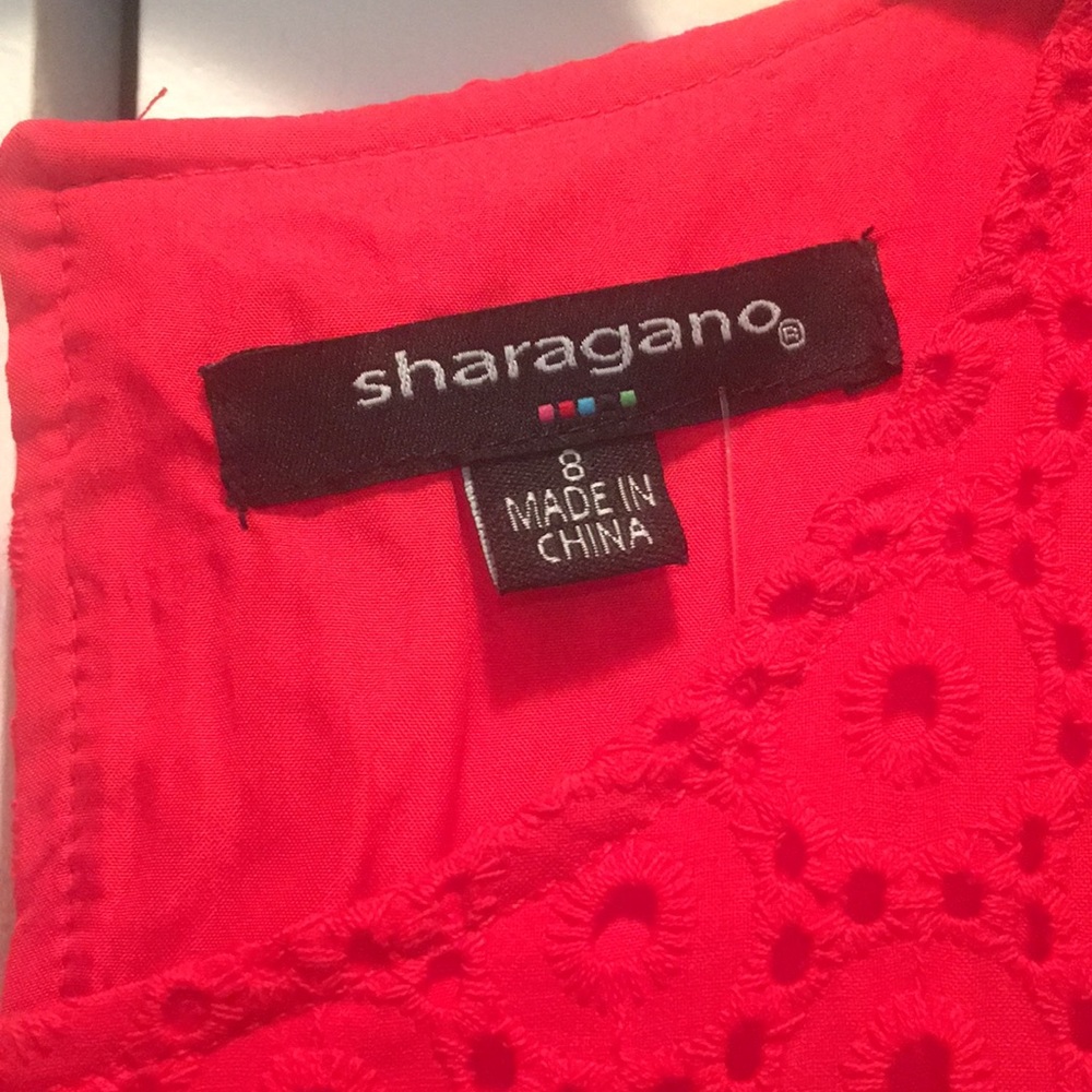 SALE Red Eyelet Dress - Picture 2 of 6